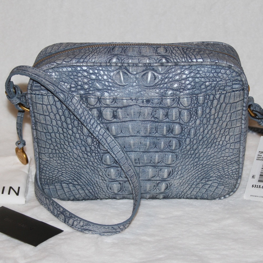 SOLD! Brahmin Shea Crossbody Bag Light Denim Tetra Leather Purse NWT - Picture 3 of 6